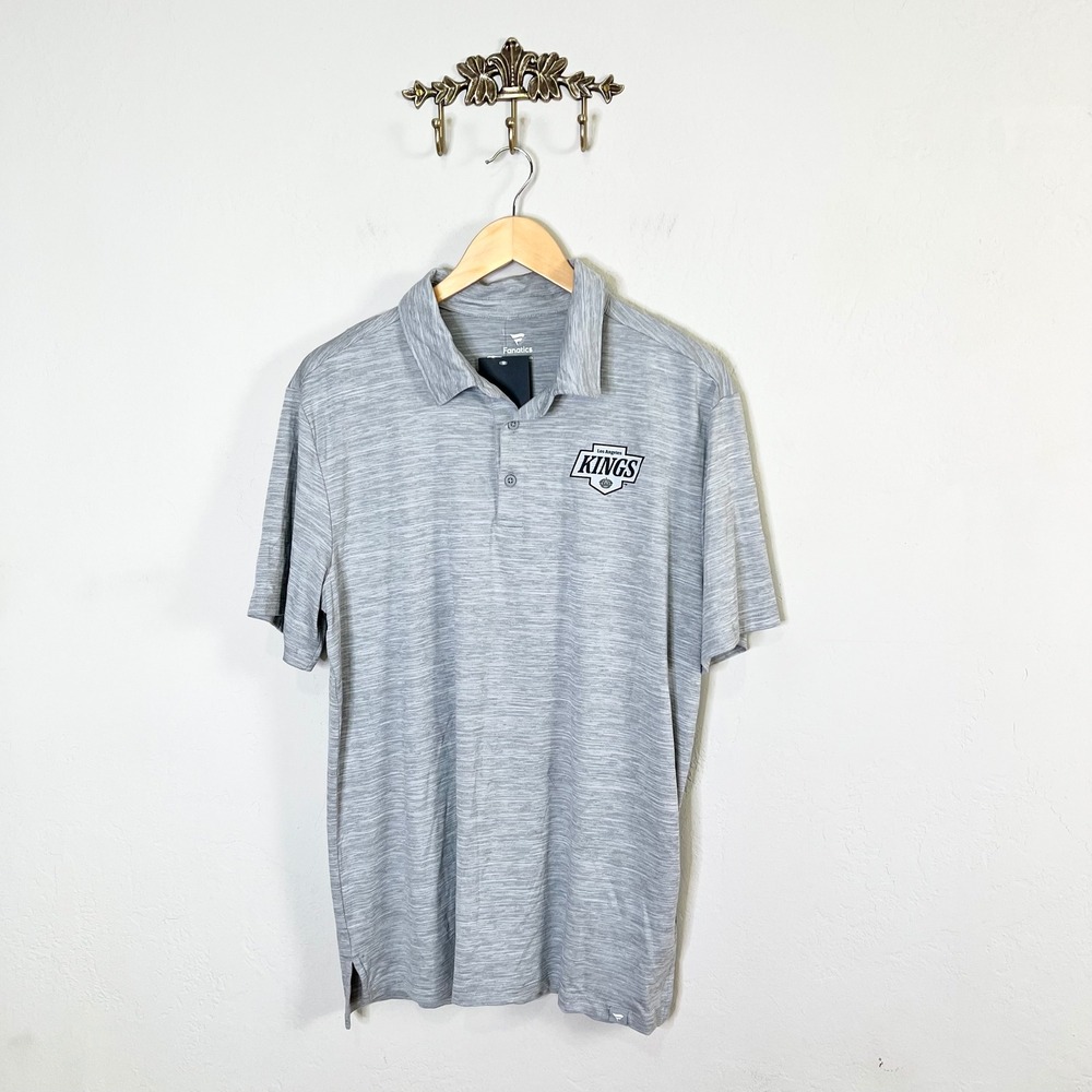 Los Angeles Kings Fanatics Polo Shirt Mens Size L Gray Heathered NHL Hockey New